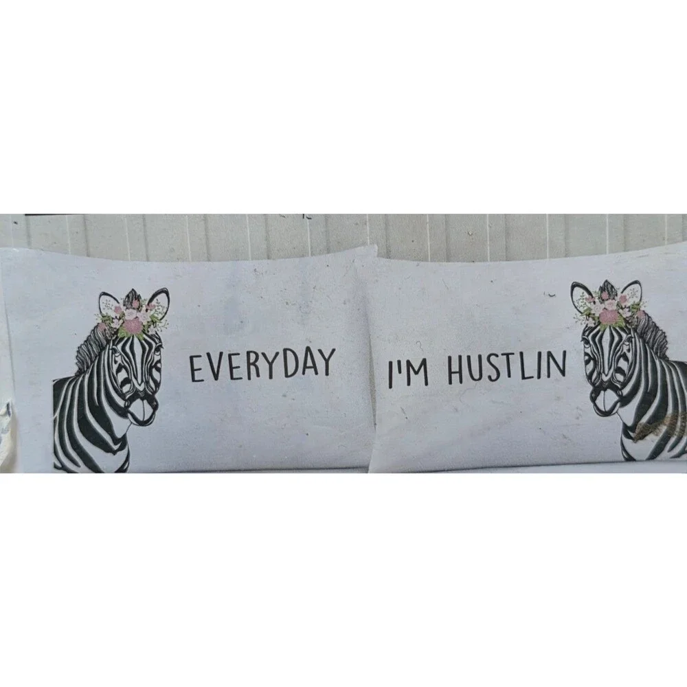 Every day i'm hustlin Zebra Pillowcases (2) Standard Cases  Art Urban Domain